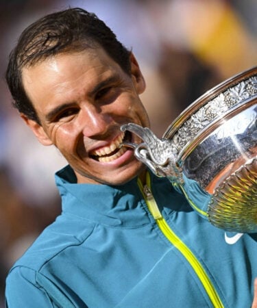 Rafael Nadal with the 2022 Roland-Garros trophy