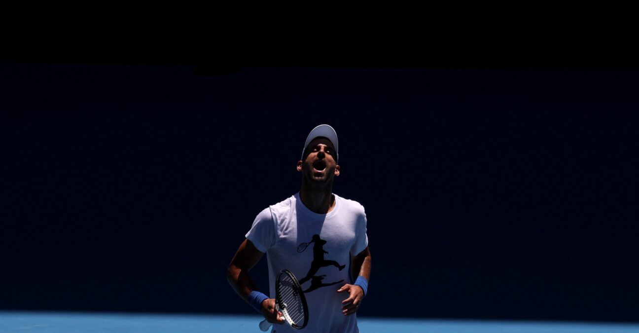 Novak Djokovic practice AO 2023