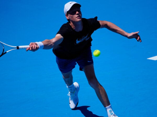 Jannik Sinner during a practice session at the 2023 Australian Open