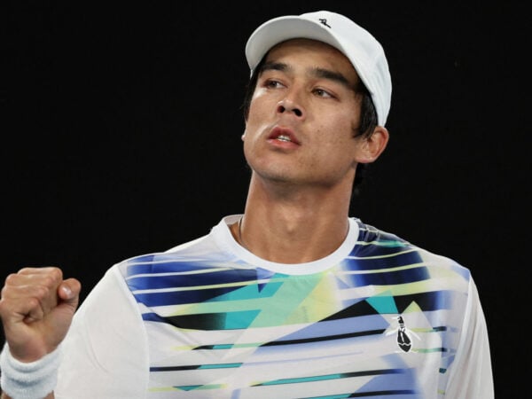 Mackenzie Mcdonald of the U.S. reacts during his second round match against Spain's Rafael Nadal at the 2023 Australian Open