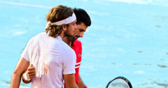 Stefanos Tsitsipas and Novak Djokovic, 2021