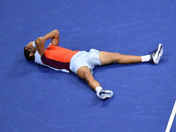 Carlos Alcaraz after winning the 2022 US Open