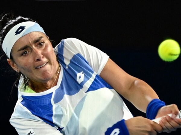 Tunisia's Ons Jabeur in action during her second round match at the 2023 Australian Open