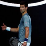 Serbia's Novak Djokovic with then coach Boris Becker during a practice session at the 2016 Australian Open