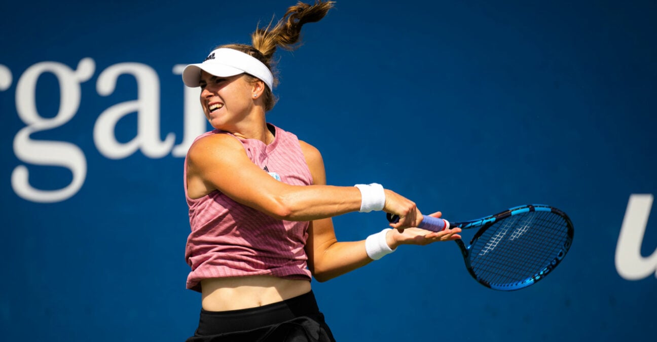 Rebecca Peterson of Sweden in action during the first round of the 2022 US Open