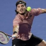 Greece's Stefanos Tsitsipas in action during the Abierto Mexicano tournament in Acapulco in February 2022