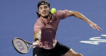 Greece's Stefanos Tsitsipas in action during the Abierto Mexicano tournament in Acapulco in February 2022