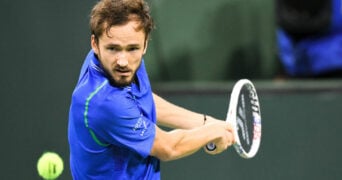 Daniil Medvedev at the 2023 BNP Paribas Open at Indian Wells Tennis Garden.