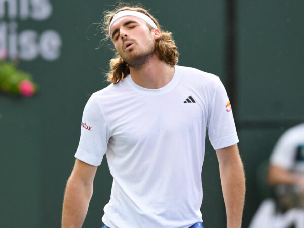 Stefanos Tsitsipas during the 2023 BNP Paribas Open at Indian Wells Tennis Garden.