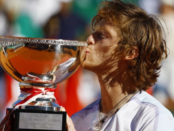 Andrey Rublev with the 2023 ATP Monte-Carlo Masters trophy