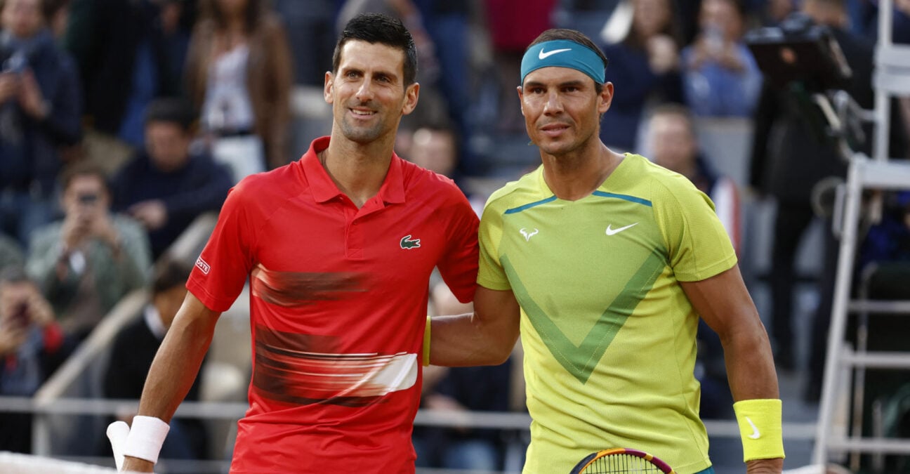 Novak Djokovic and Rafael Nadal at Roland-Garros in 2022