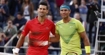 Novak Djokovic and Rafael Nadal at Roland-Garros in 2022