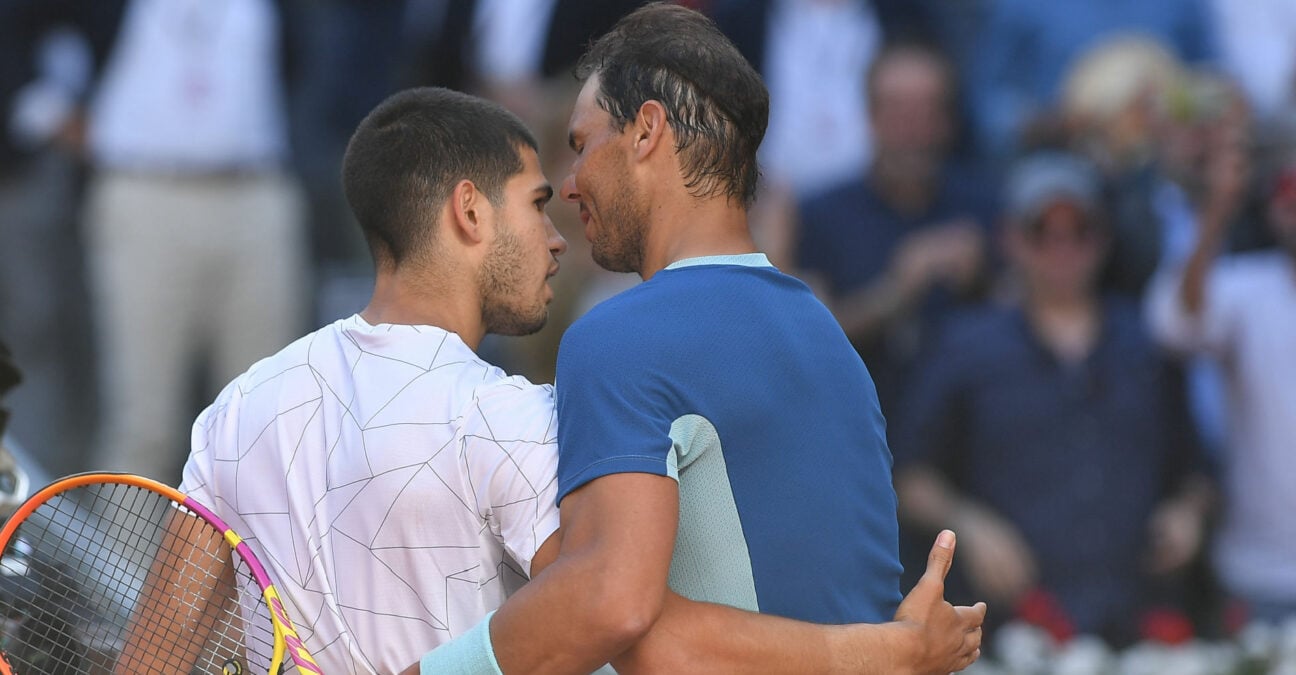 Carlos Alcaraz and Rafael Nadal at the 2022 Madrid Open