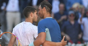 Carlos Alcaraz and Rafael Nadal at the 2022 Madrid Open