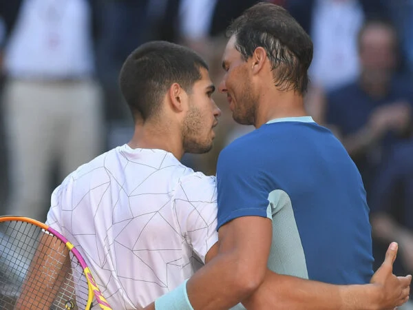 Carlos Alcaraz and Rafael Nadal at the 2022 Madrid Open