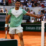 Carlos Alcaraz after winning his first round match at the 2023 French Open