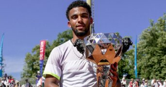 Arthur Fils with the Lyon Open trophy