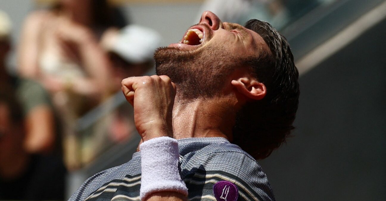 Britain's Cameron Norrie in action during his first round match against France's Benoit Paire