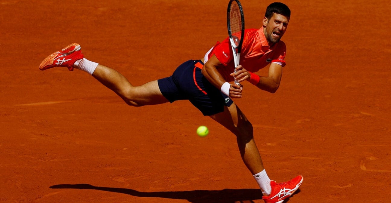 Novak Djokovic during his first round match at 2023 Roland-Garros
