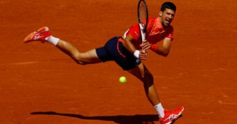 Novak Djokovic during his first round match at 2023 Roland-Garros