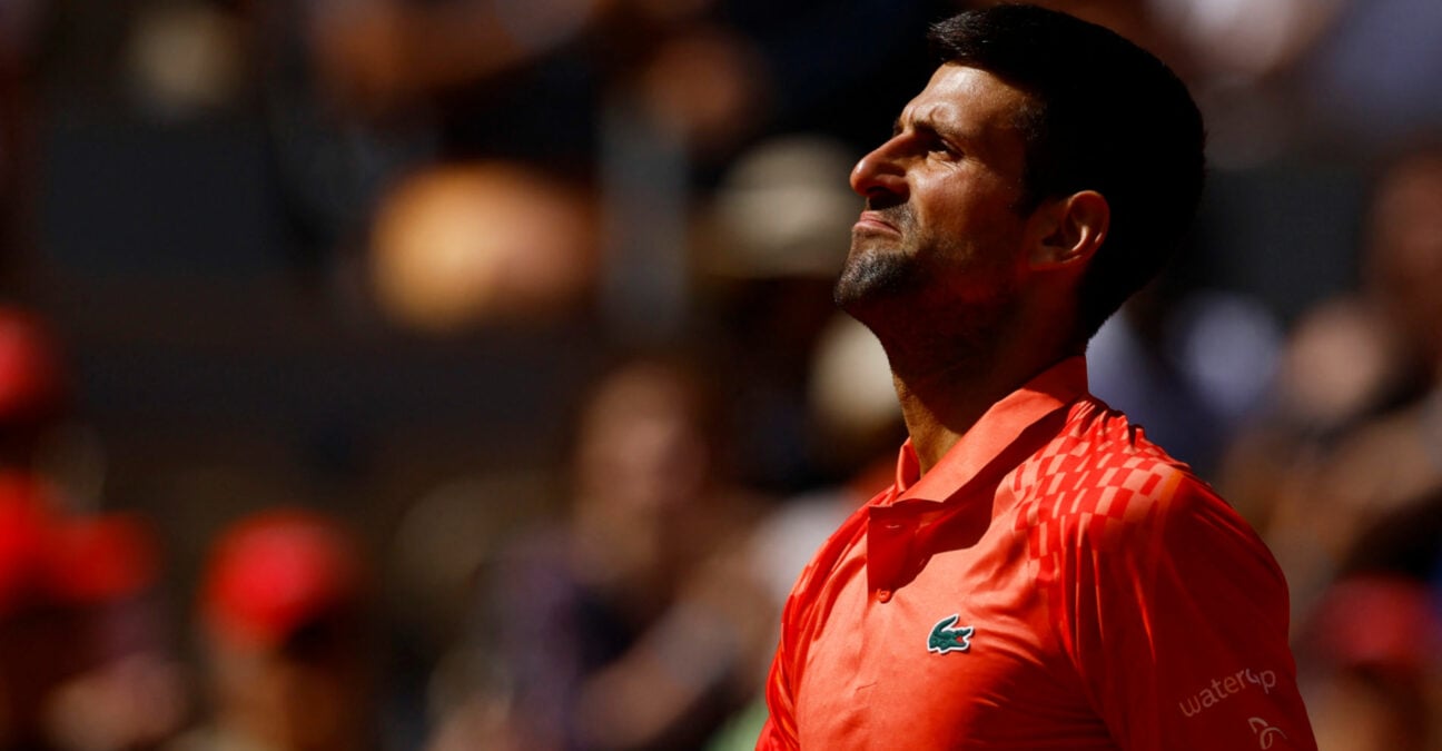 Novak Djokovic during his first round match at 2023 Roland-Garros
