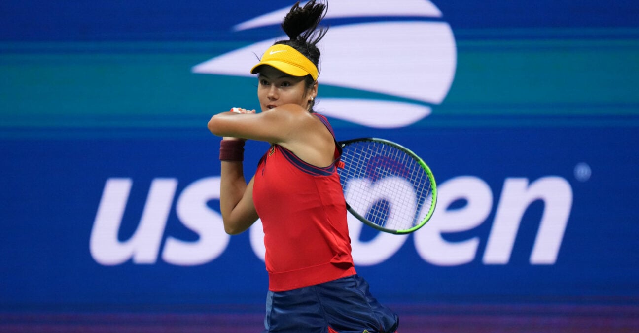 Emma Raducanu at the 2021 U.S. Open tennis tournament in New York