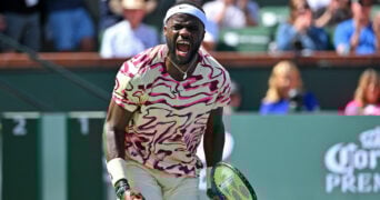 Francis Tiafoe at the 2023 BNP Paribas Open at the Indian Wells Tennis Garden.