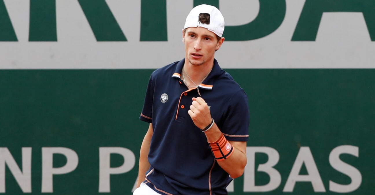 Ugo Humbert (FRA) playing at Internationaux de France - Roland-Garros 2022