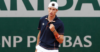 Ugo Humbert (FRA) playing at Internationaux de France - Roland-Garros 2022