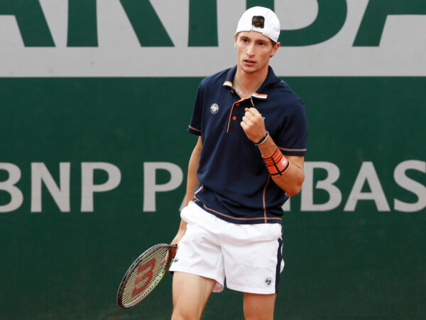 Ugo Humbert (FRA) playing at Internationaux de France - Roland-Garros 2022