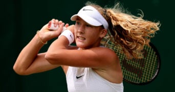 Mirra Andreeva during her third round match at Wimbledon 2023