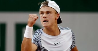 Holger Rune during his fourth round match at the 2023 Roland-Garros