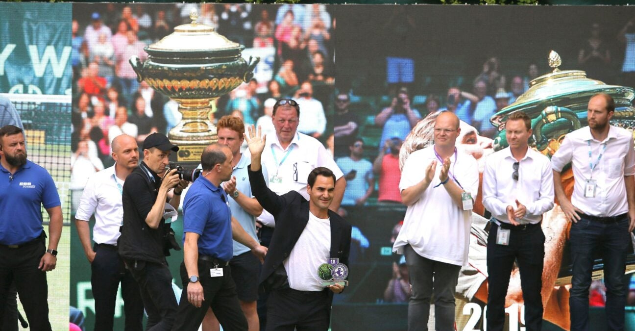 Roger Federer Halle celebration