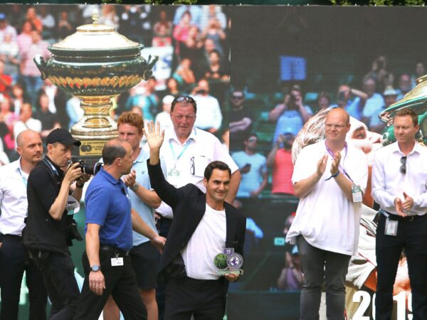 Roger Federer Halle celebration