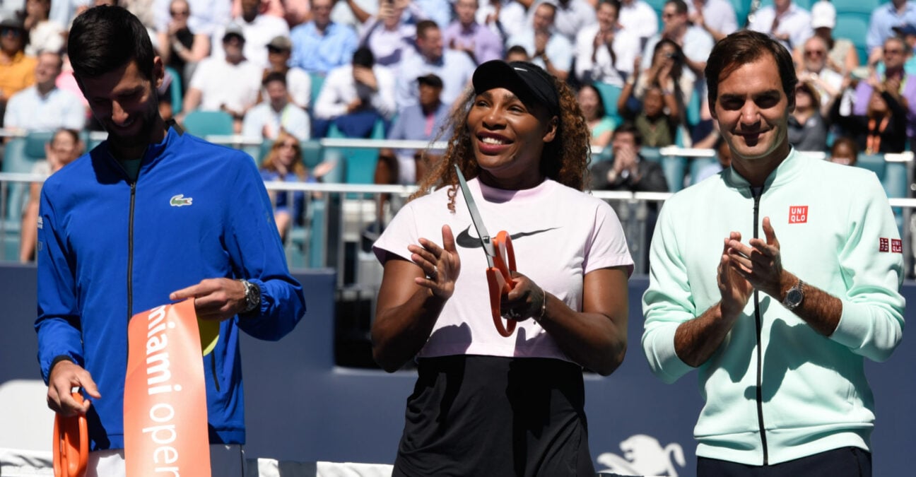 Novak Djokovic, Serena Williams, Roger Federer at the 2019 Miami Open