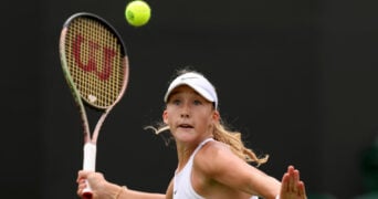Mirra Andreeva during her third round win at Wimbledon