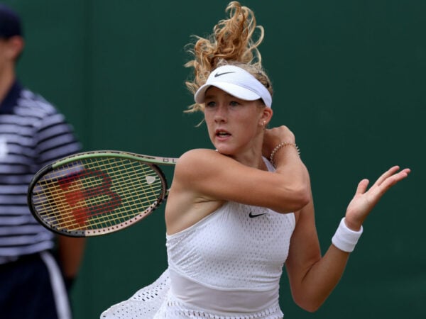 Mirra Andreeva during her women's singles fourth round match at Wimbledon 2023