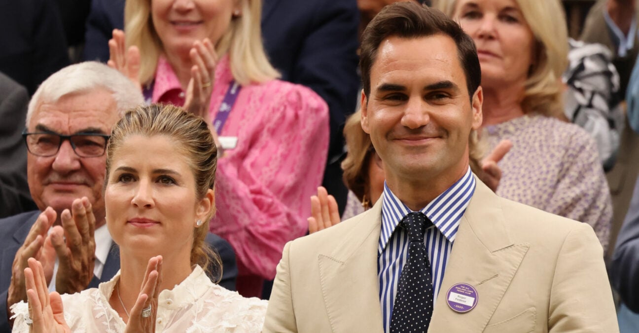 Roger Federer with wife Mirka on Day 2 of the 2023 Wimbledon Championships
