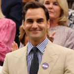 Roger Federer with wife Mirka on Day 2 of the 2023 Wimbledon Championships
