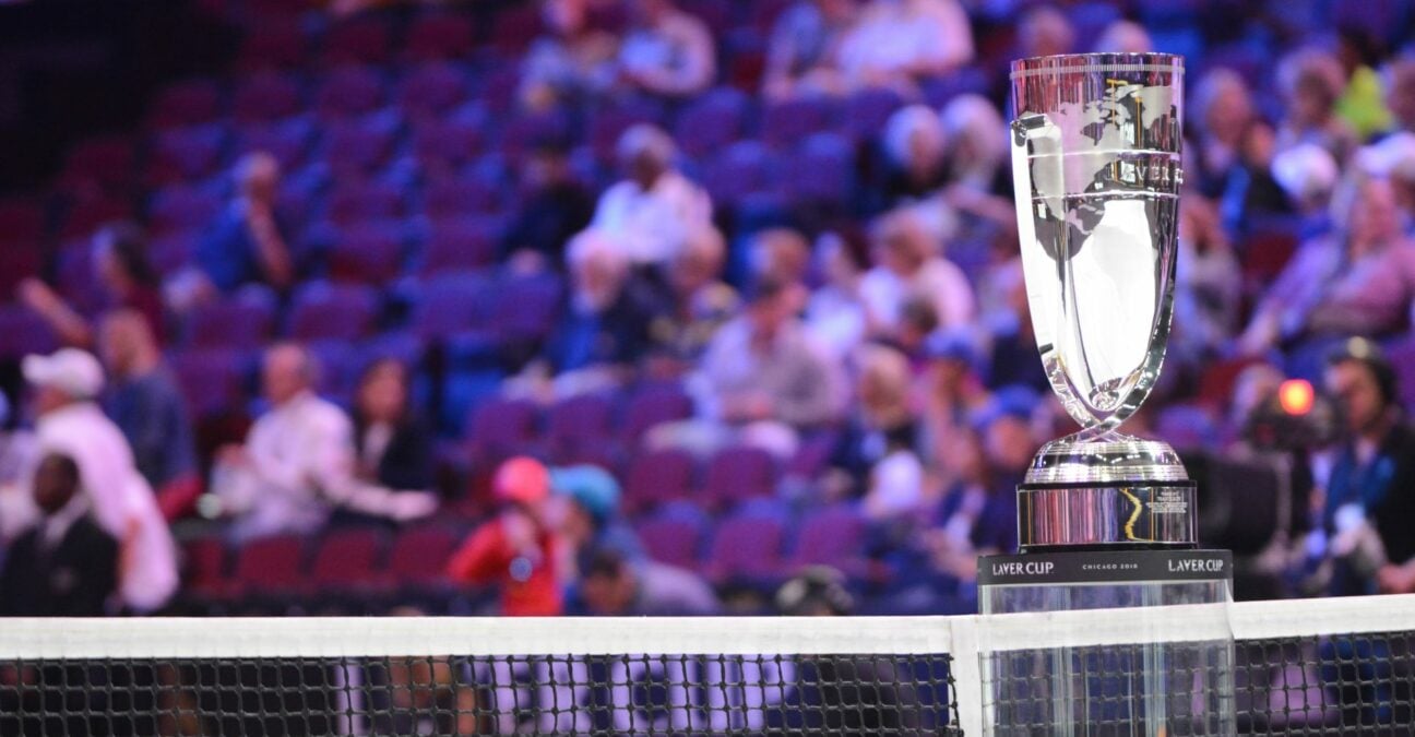 The Laver Cup trophy at the 2018 Laver Cup tennis event in Chicago