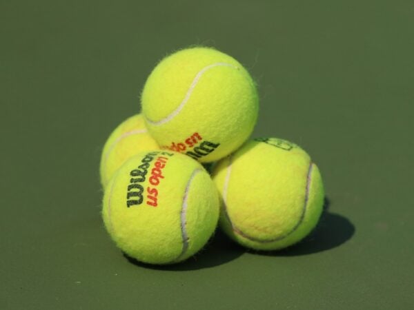 US Open balls on court