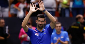 Novak Djokovic at the 2023 Davis Cup in Valencia, Spain