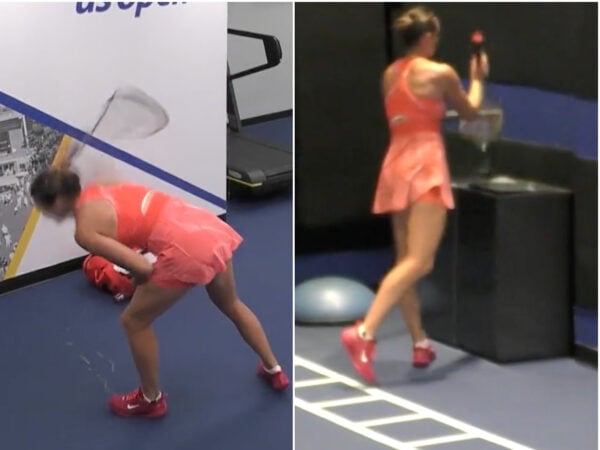 Aryna Sabalenka racquet smash US Open final