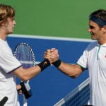 Andrey Rublev and Roger Federer at the 2019 Cincinnati Masters