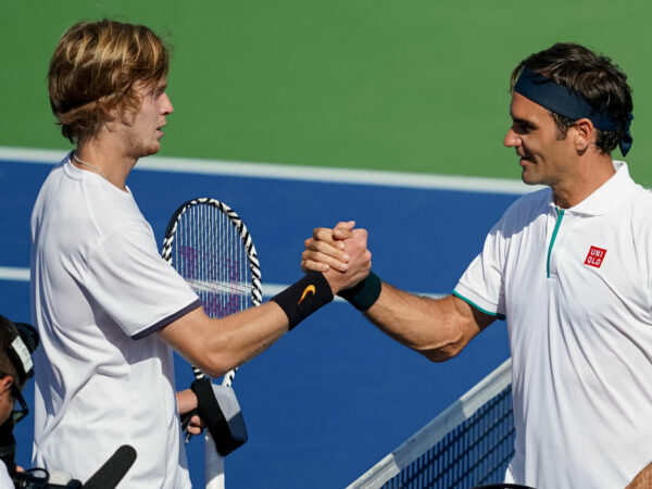 Andrey Rublev and Roger Federer at the 2019 Cincinnati Masters