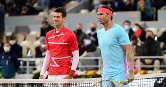 Novak Djokovic and Rafael Nadal at 2020 Roland-Garros
