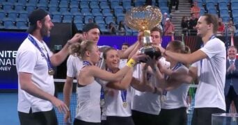 Team Germany with the United Cup 2024 trophy