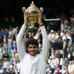 Carlos Alcaraz after winning Wimbledon in 2023 (Action Plus/Panoramic)