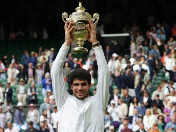 Carlos Alcaraz after winning Wimbledon in 2023 (Action Plus/Panoramic)
