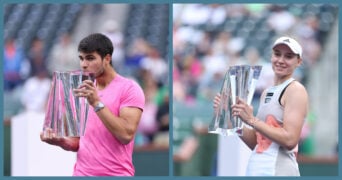 Carlos Alcaraz and Elena Rybakina at the 2023 BNP Paribas Open in Indian Wells
